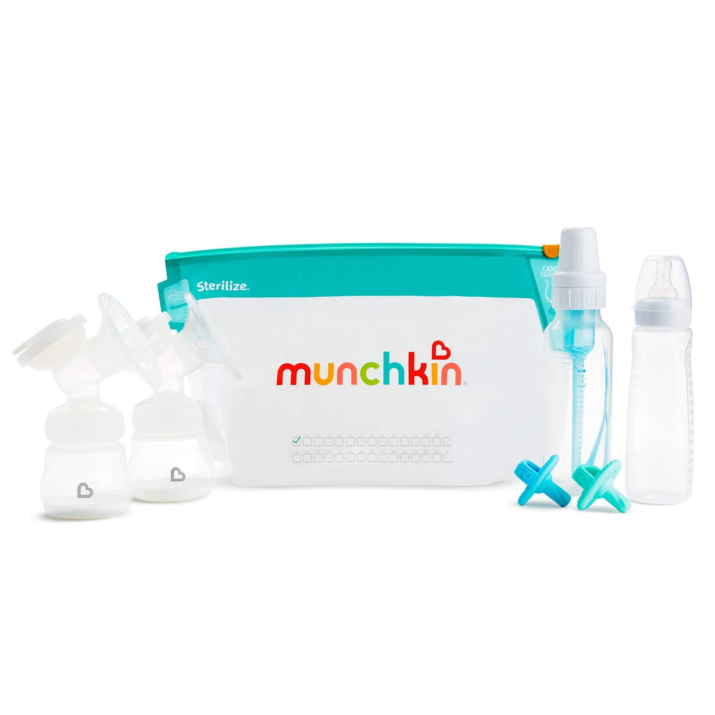 Munchkin Cool Touch Microwave Steriliser Bags, Baby Bottle Teat & Dummy Steriliser, 6 Reusable Cold Water Sterilising Unit Alternative, Baby Essentials, Newborn Essential Mini Travel