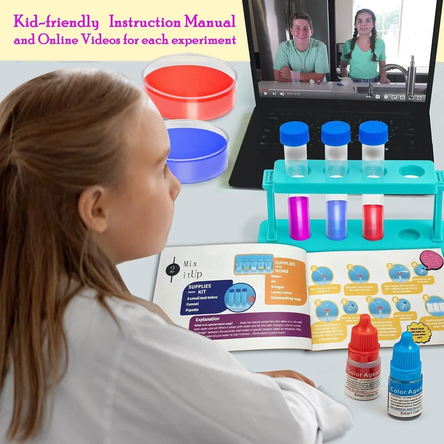 Science Experiment Kit Kids Educational Toy Playset 20+ Experiments Ages 8+ Unbranded
