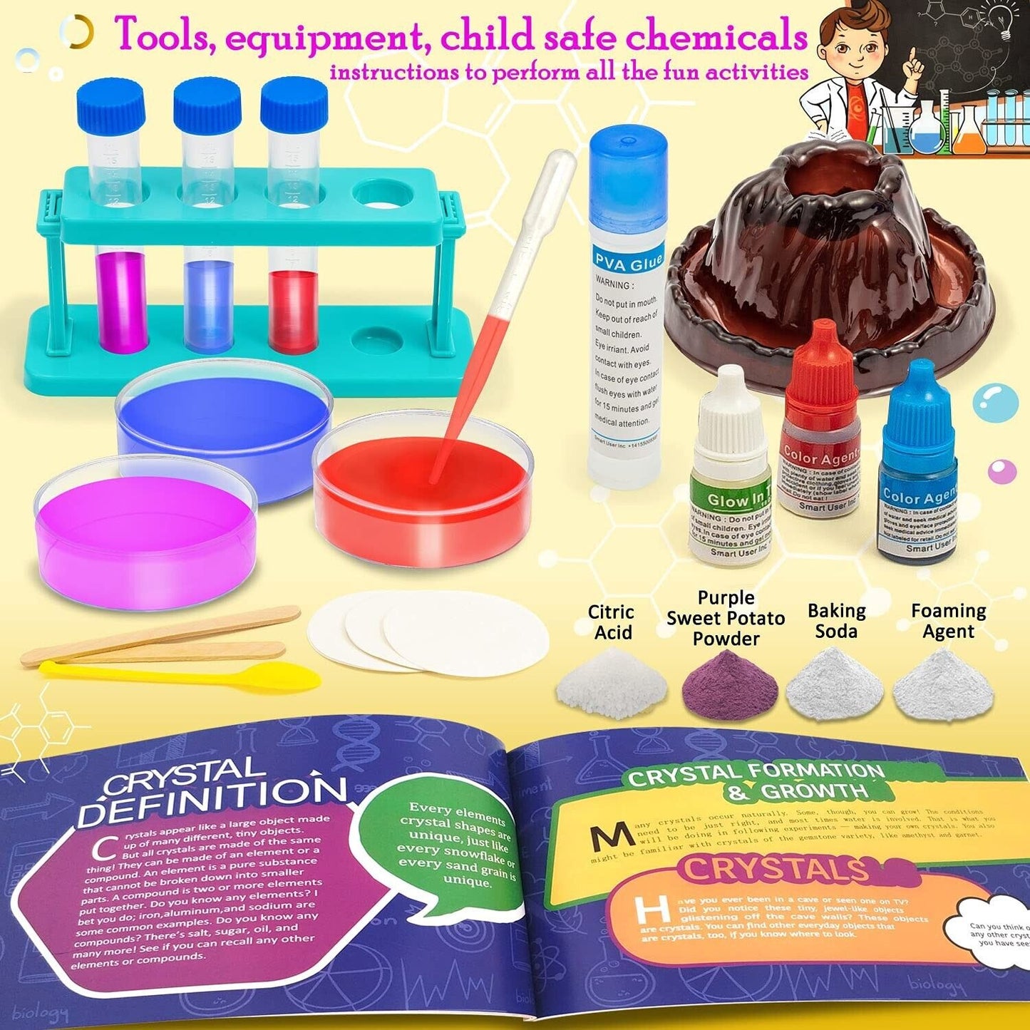 Science Experiment Kit Kids Educational Toy Playset 20+ Experiments Ages 8+