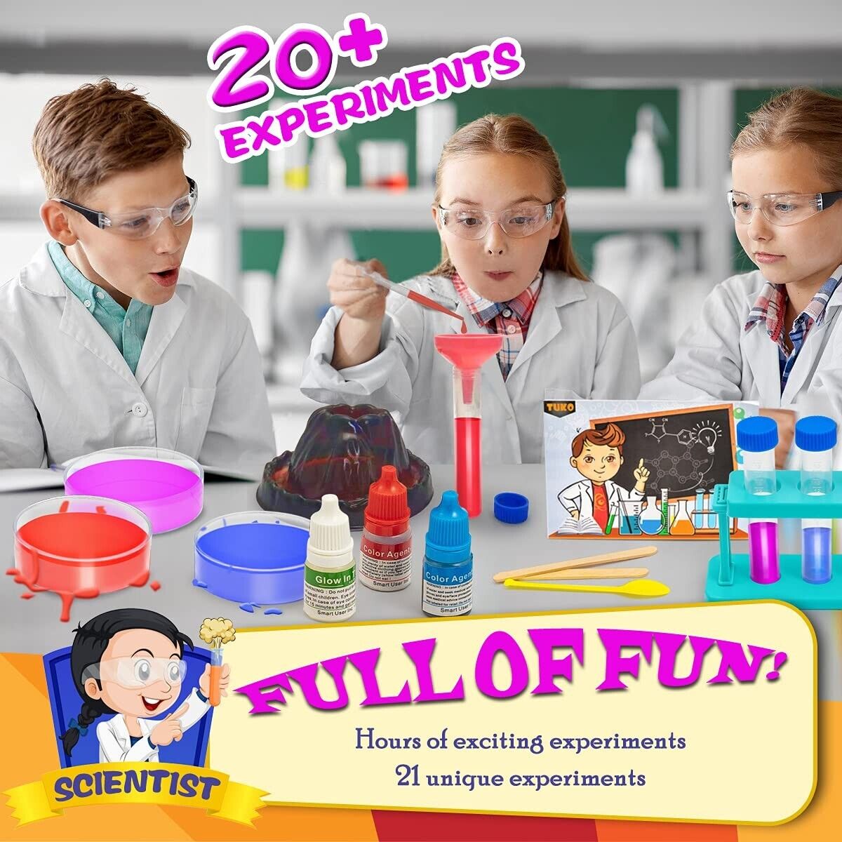Science Experiment Kit Kids Educational Toy Playset 20+ Experiments Ages 8+