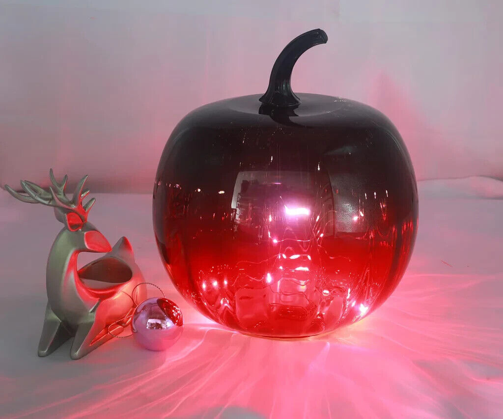 Halloween Glass Pumpkin 8.7'' Apple Cherry Wine Red Wedding Party Light
