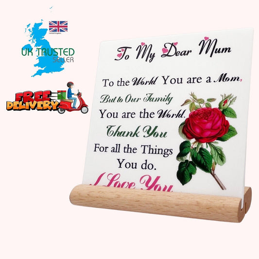 Mum Birthday Gifts from Daughter Son Acrylic Plaque Desk Decor Sign