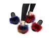 Womens Sliders Fluffy Slippers Open Toe Ladies Multicolor Slides Sandals 36-37