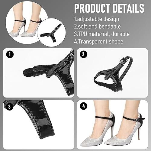 2 Pairs Women's Black Replacement Ankle Shoelace High Heel Shoe Straps High Heel