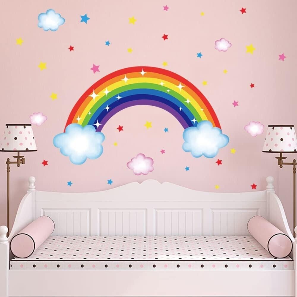 Wall Rainbow Sticker Stickers Bedroom Kids Decal Nursery Art for Girls Bedroom