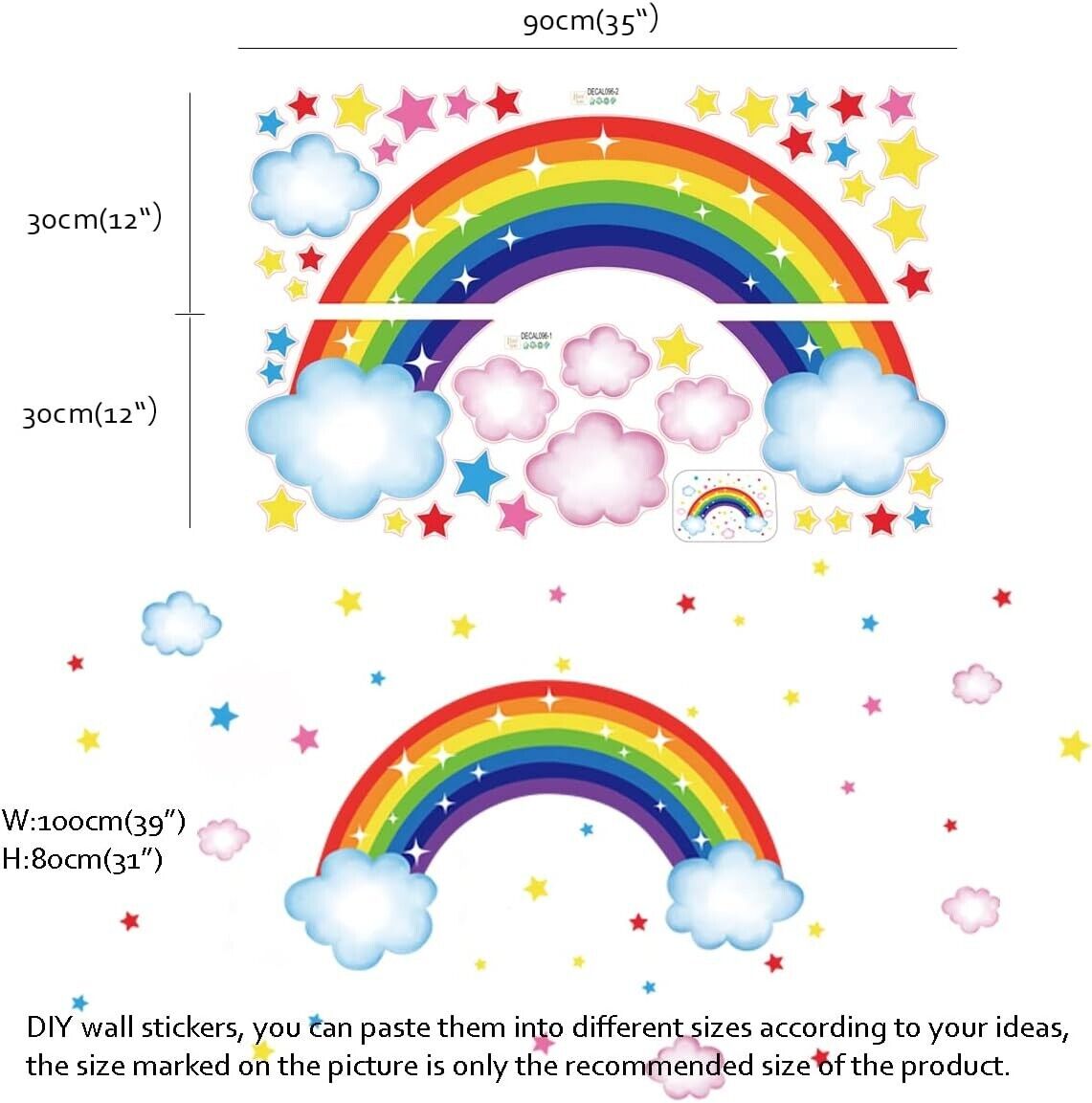 Wall Rainbow Sticker Stickers Bedroom Kids Decal Nursery Art for Girls Bedroom