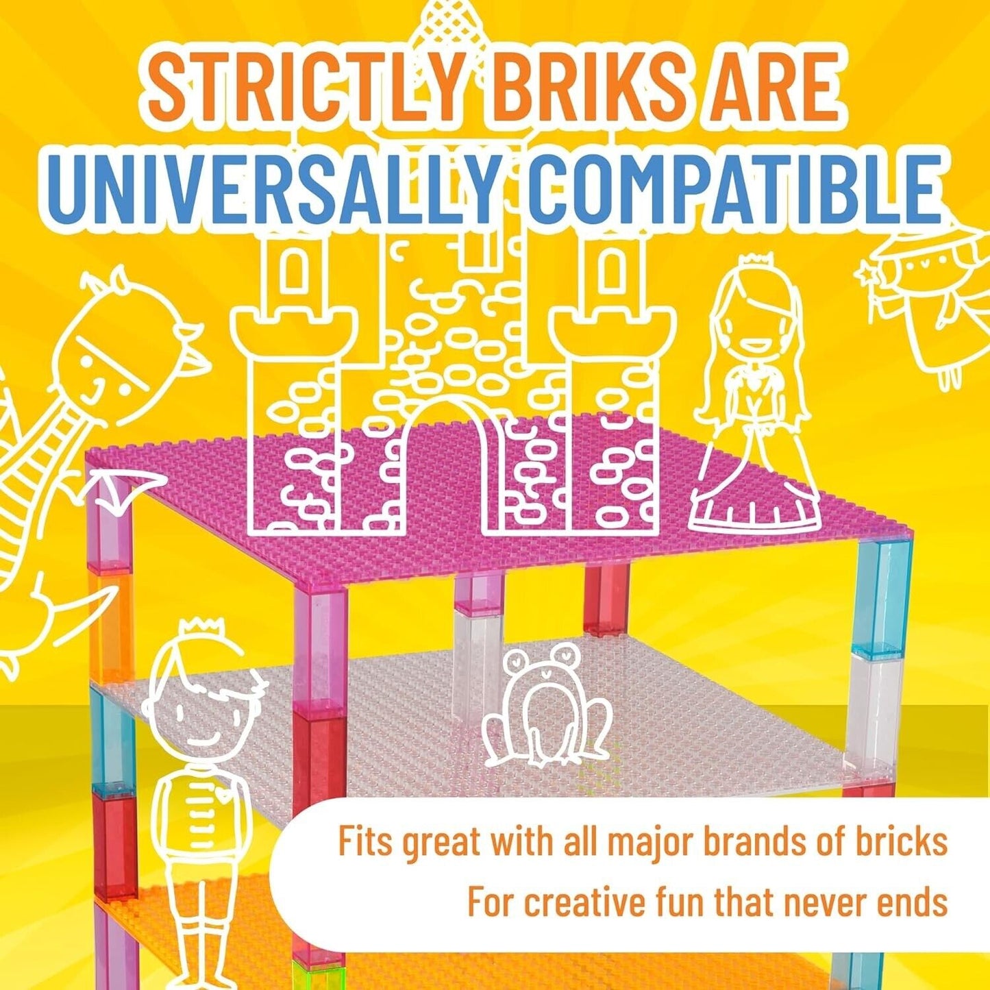 Strictly Brik Tower Stackable Base Plates Build Toy Stackers 10x 10'' 56Pieces