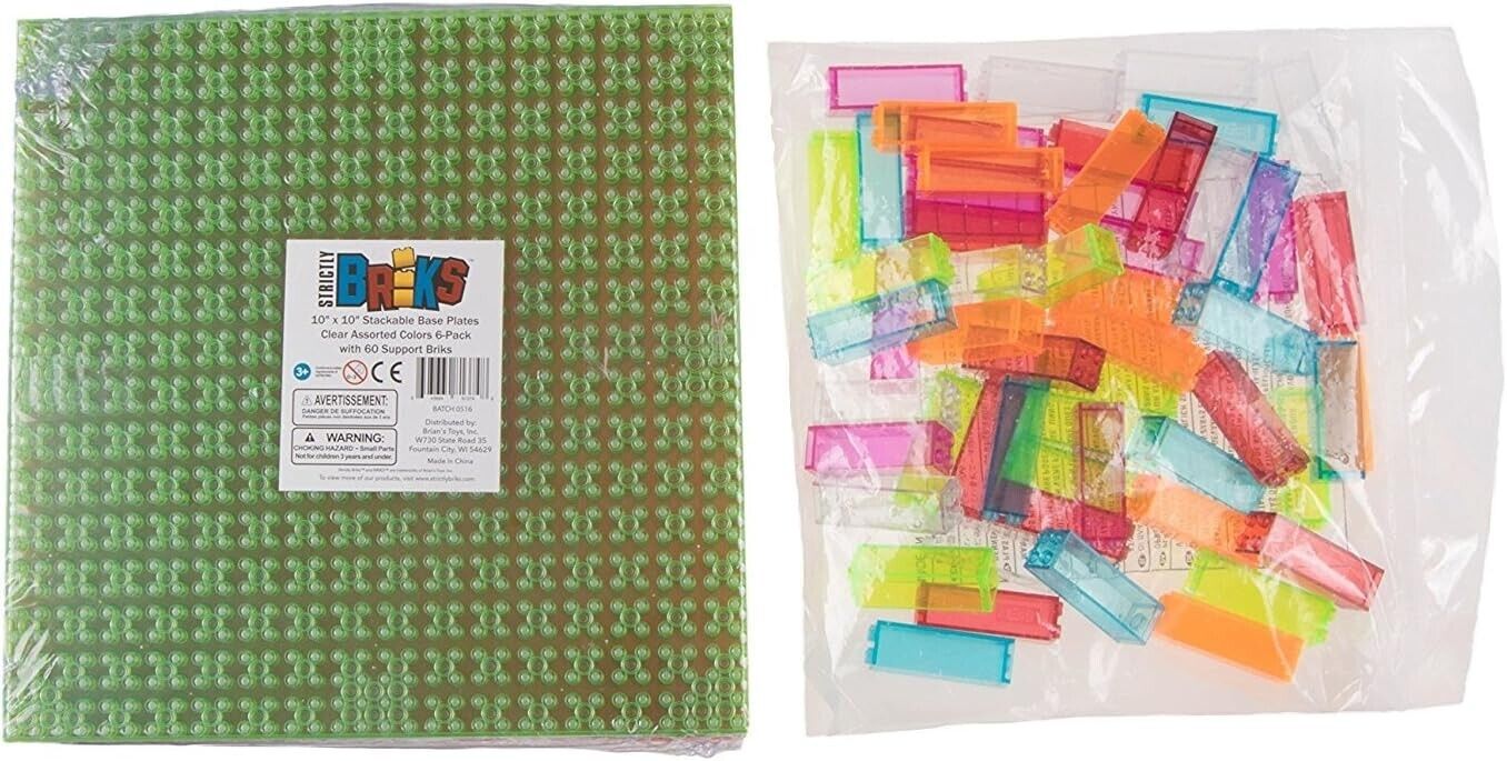 Strictly Brik Tower Stackable Base Plates Build Toy Stackers 10x 10'' 56Pieces