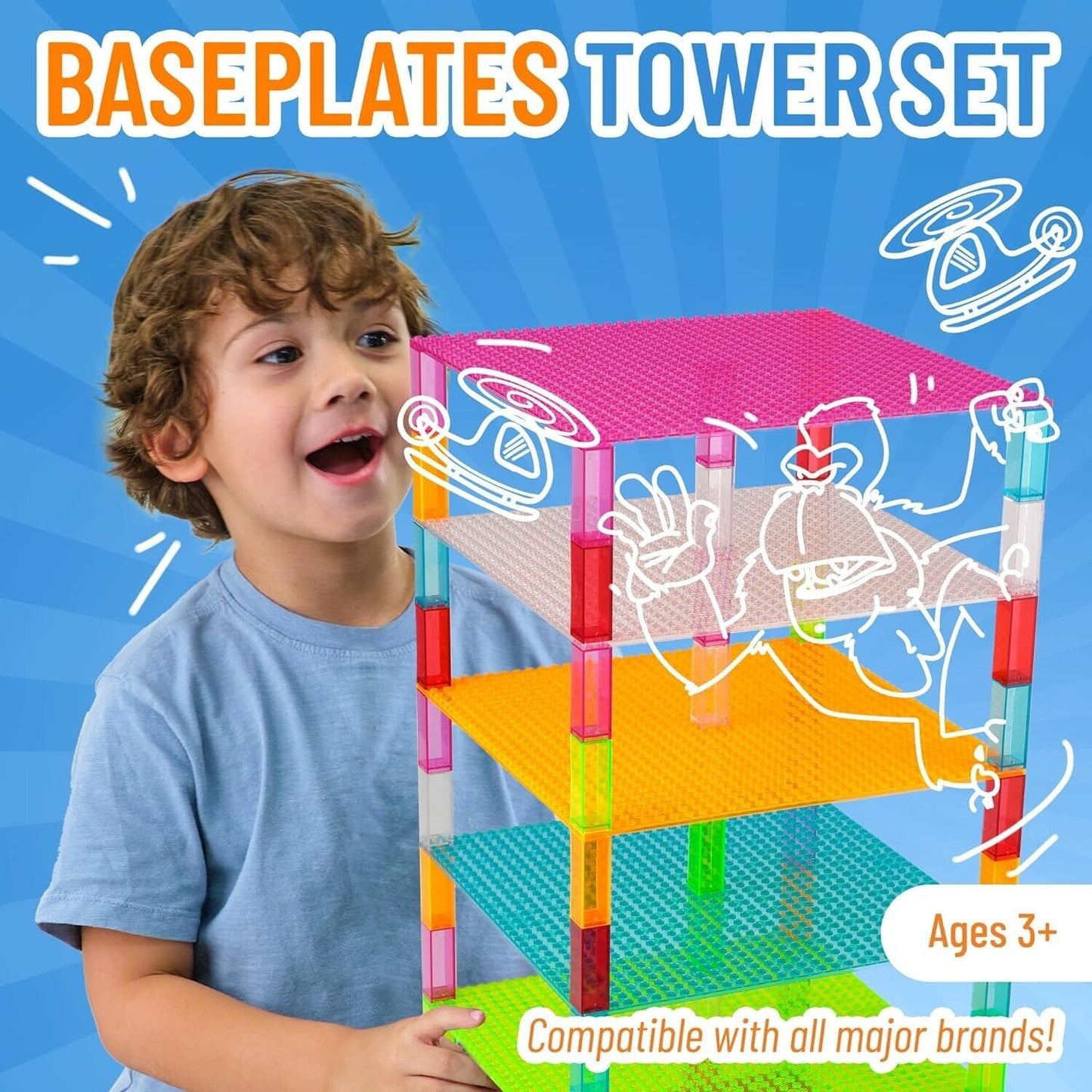 Strictly Brik Tower Stackable Base Plates Build Toy Stackers 10x 10'' 56Pieces