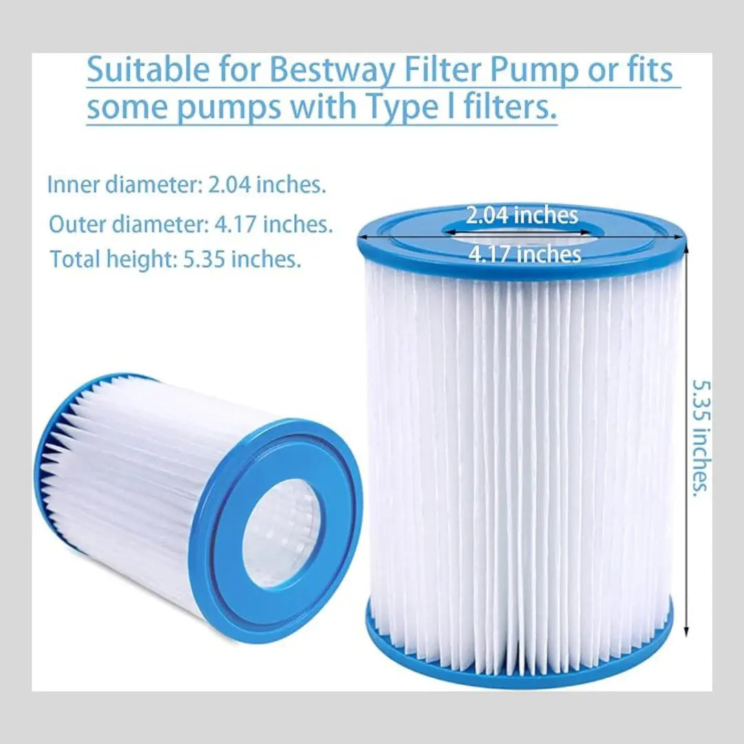 Swimming Pool Filter Cartridge Size 2 Inflatable Pool Filter 530/800 gal/hr 2pcs Unbranded
