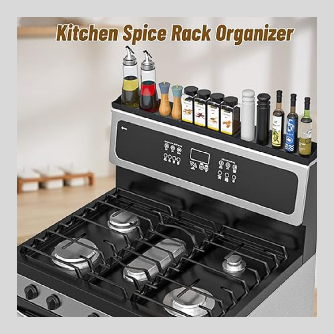 Kitchen Stove Top Shelf 30'' Spice Rack Organiser Magnetic Shelf Cabinet Black