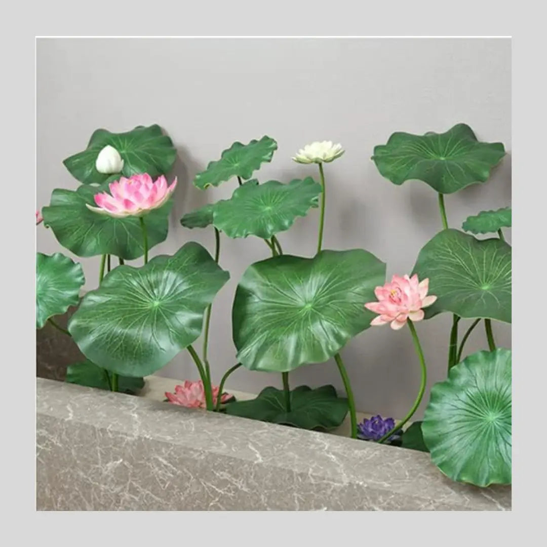 Artificial Lotus Flower 35.5 Fake Flowers Long Stem with Round Base Deal For Any Occasion