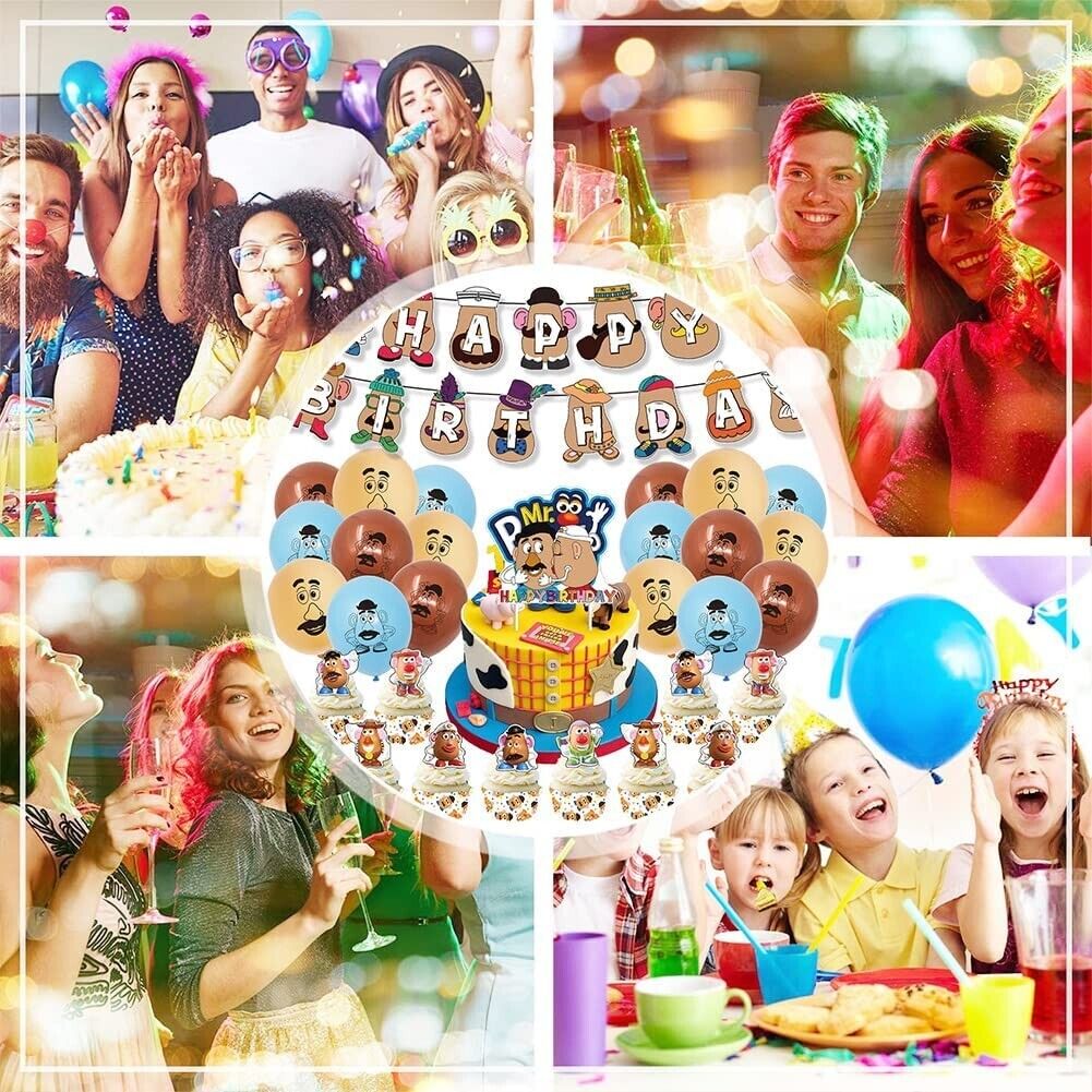 44PCS Toy Story Theme Supplies Set Banner Balloon Cake Topper Party Decoration