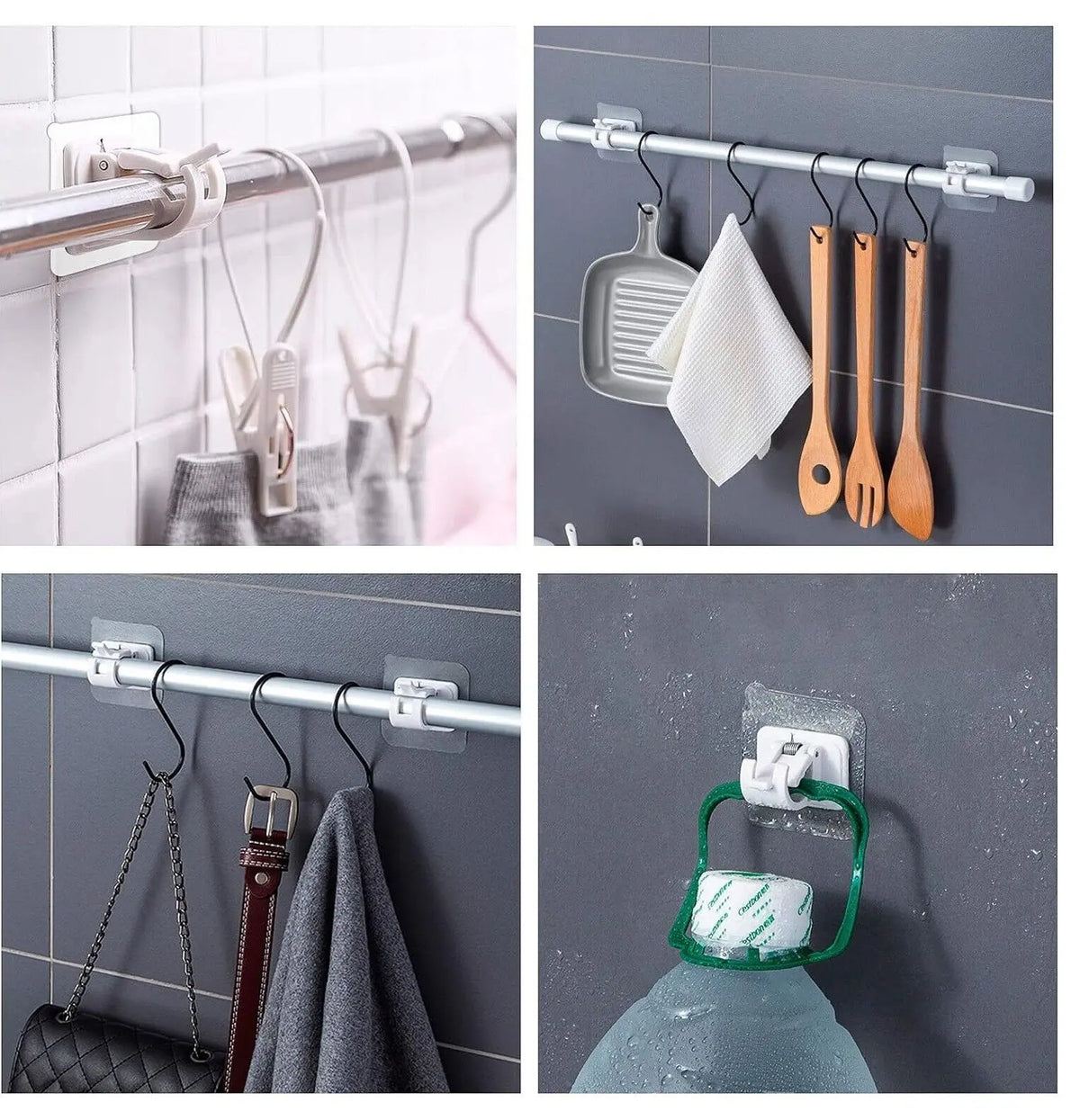 Self Adhesive Curtain Rod Bracket No Drill Fixing Holder Curtain Pole Wall 4Pcs Deal For Any Occasion