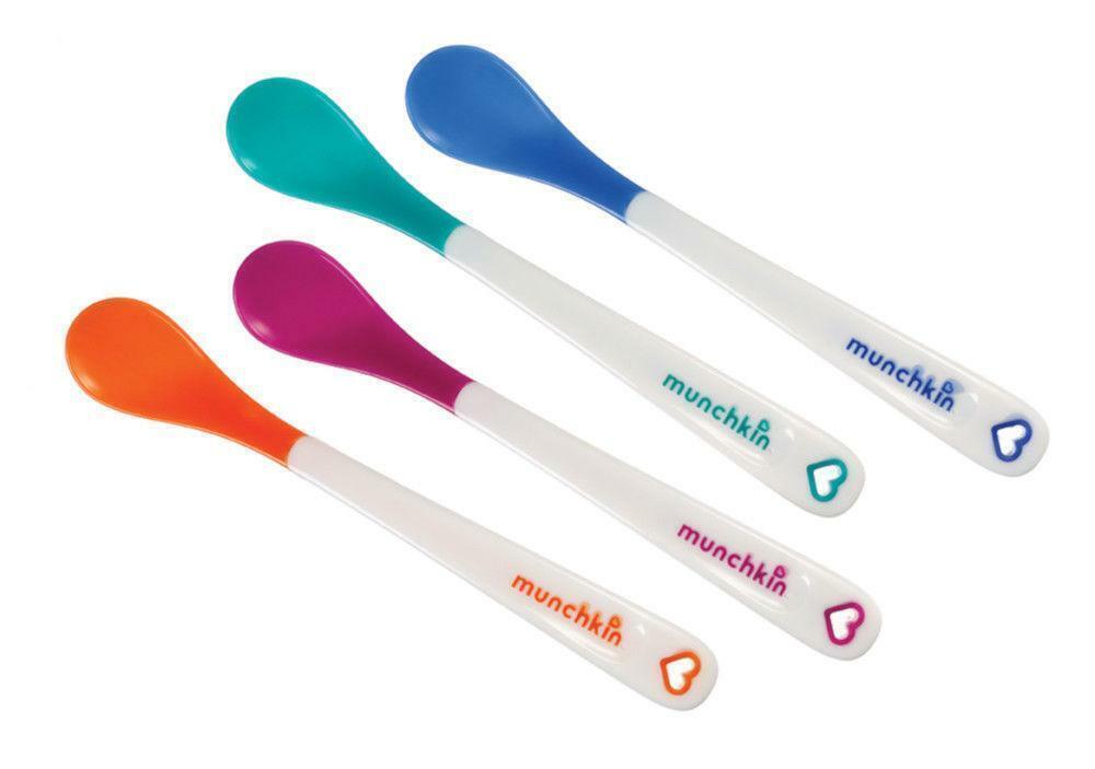 Munchkin White Hot Toddler & Baby Spoons| Baby Weaning Spoons Set with Colour Changing Heat Alert| Dishwasher Safe Plastic Cutlery| BPA Free| Baby Feeding Spoons & Dessert Spoons for Babies | 4 Pack