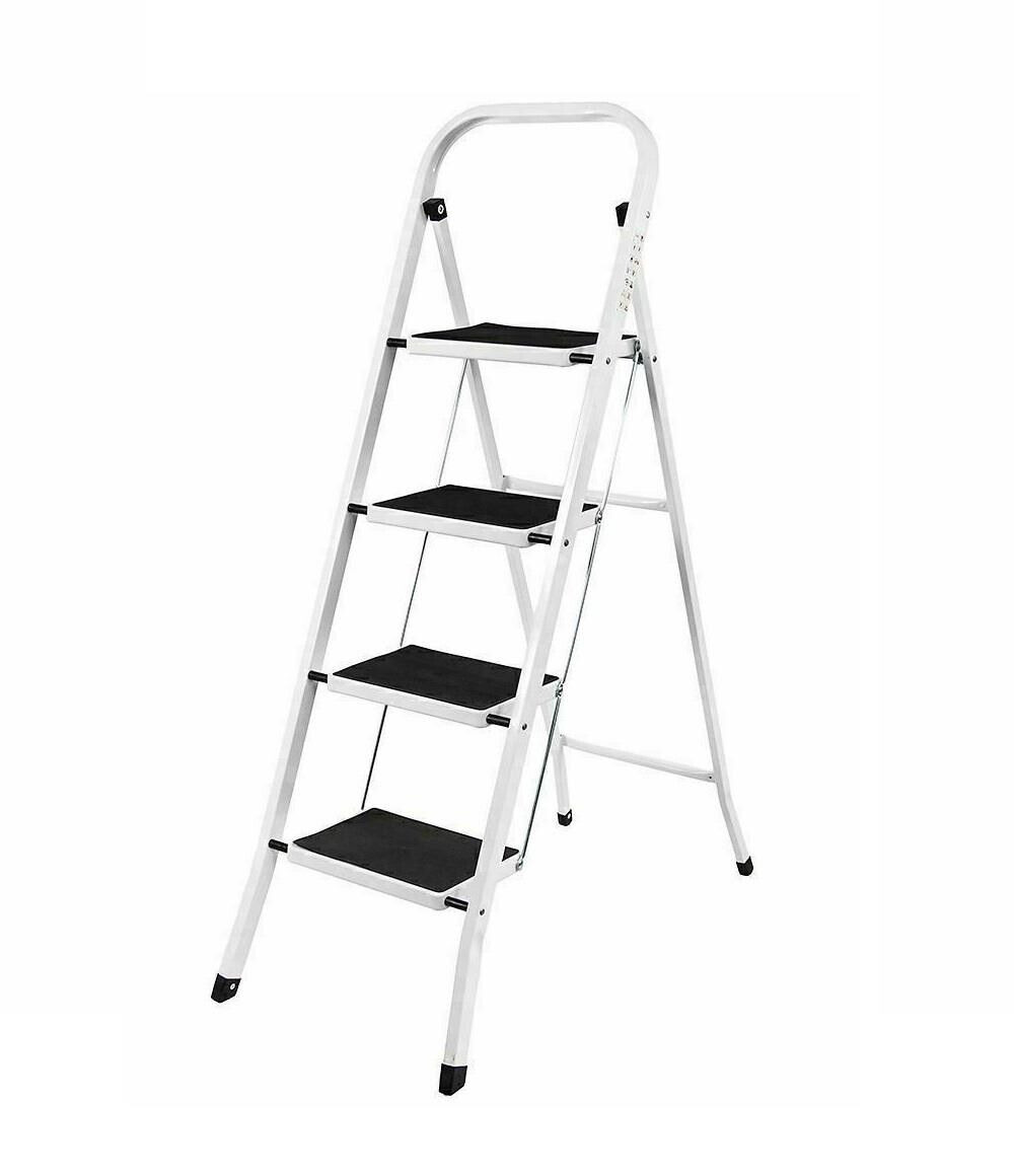 Step Ladder 4-Step Folding Safety Lock Space Saving Storage Safety Non Slip