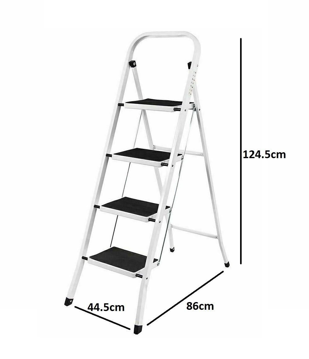 Step Ladder 4-Step Folding Safety Lock Space Saving Storage Safety Non Slip
