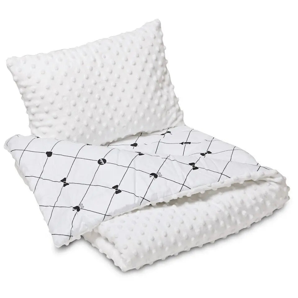 Toddler Junior Cot Bed Duvet Pillow Set Anti Allergy-Poly 100% Cotton White Lulu