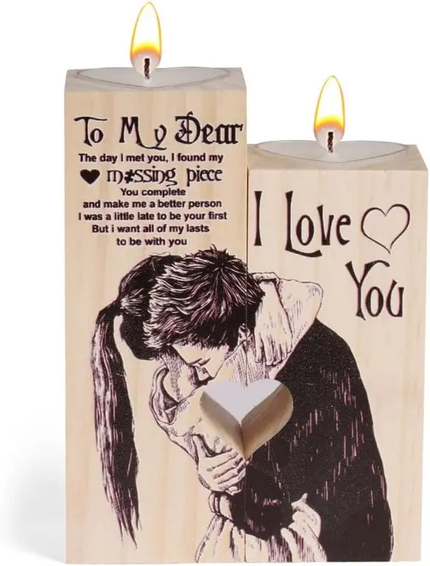 Heart Shaped Candlestick Holders Wooden Candle Holder Heart-Shaped Craft Candle Does not apply