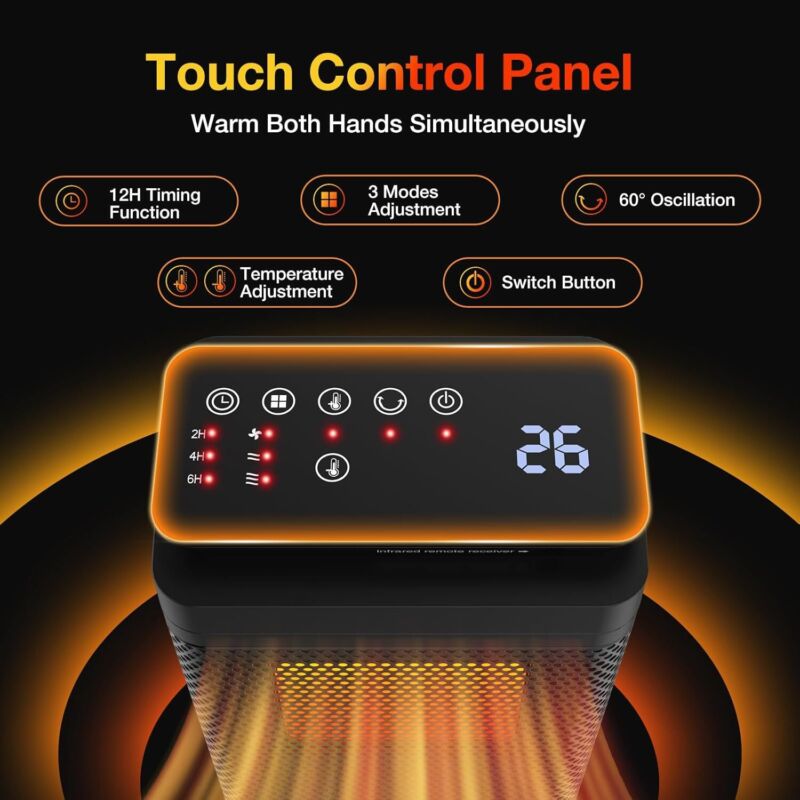 Electric Space Heater with Fan 1500W Portable Small Room Heater Low Noise