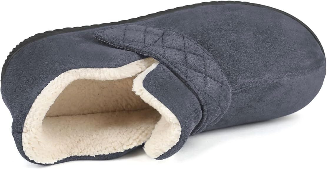 Women's Adjustable Strap Closed Back Slipper in Dark Grey with Memory Foam UK8
