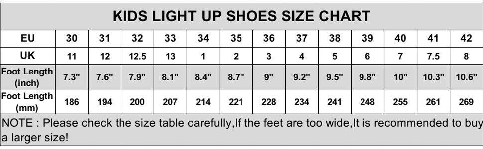 Kids Light up Shoes Led Sneakers USB Charging Flashing Trainers Boys Girls UK 12