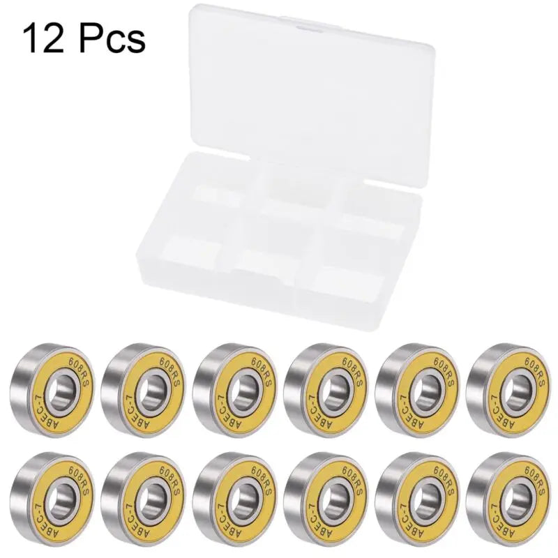 608-2RS Ball Bearings ABEC-7 Yellow for Skateboard Inline Roller Skates 12Pcs Does not apply