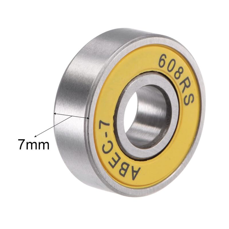 608-2RS Ball Bearings ABEC-7 Yellow for Skateboard Inline Roller Skates 12Pcs