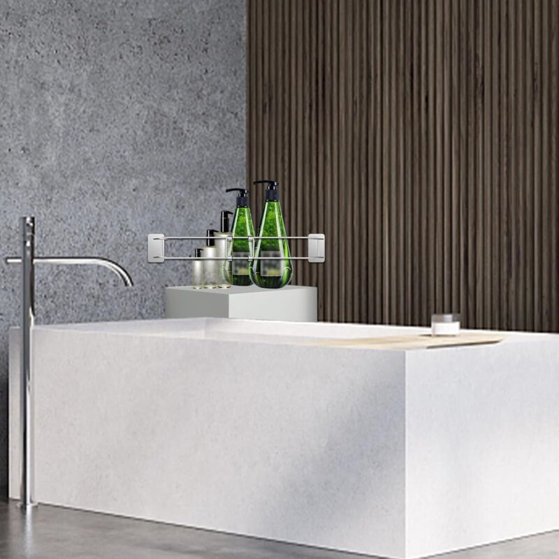 Shower Corner Storage Bar Bathroom Stick on Shelves Stainless Steel Campervan