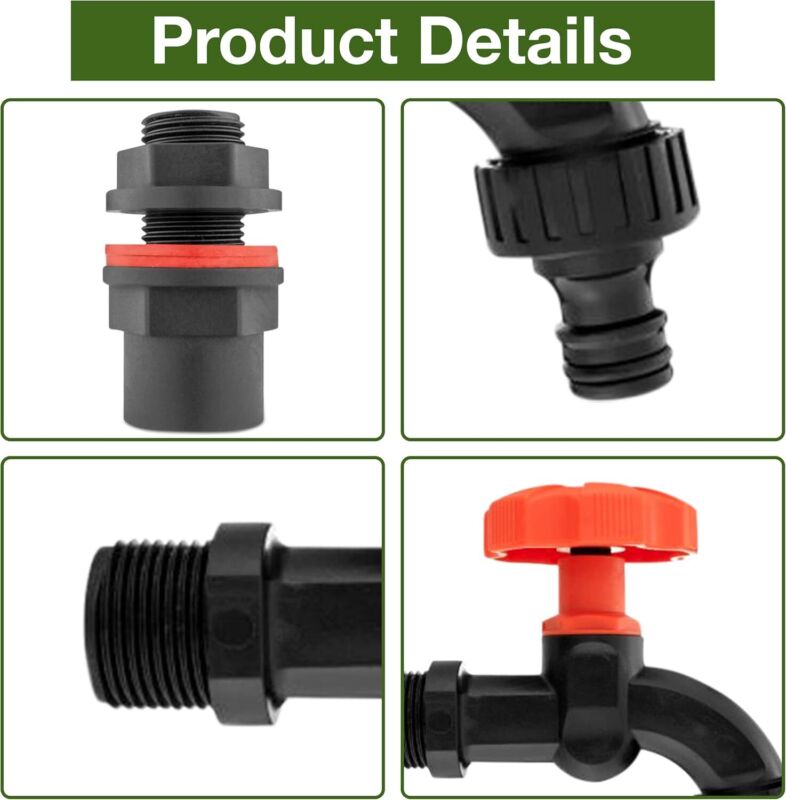 Water Butts Kit 3/4'' Bsp Tap Standard Click Lock Hose Connector PTFE Tape Roll