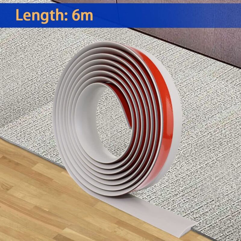 Carpet Edge Strip Self Adhesive Floor Transition PVC Door Carpet Edging 6M