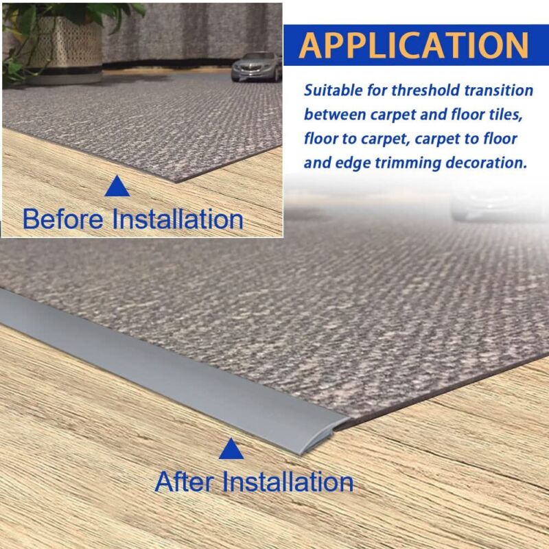 Carpet Edge Strip Self Adhesive Floor Transition PVC Door Carpet Edging 6M
