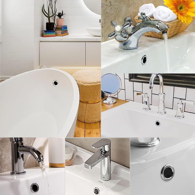 Sink Overflow Cap Ring Basin Trim Drain Suitable for Batroom Kitchen 8 Pcs
