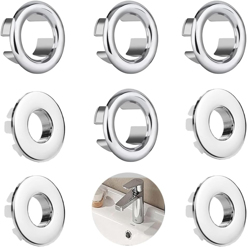 Sink Overflow Cap Ring Basin Trim Drain Suitable for Batroom Kitchen 8 Pcs