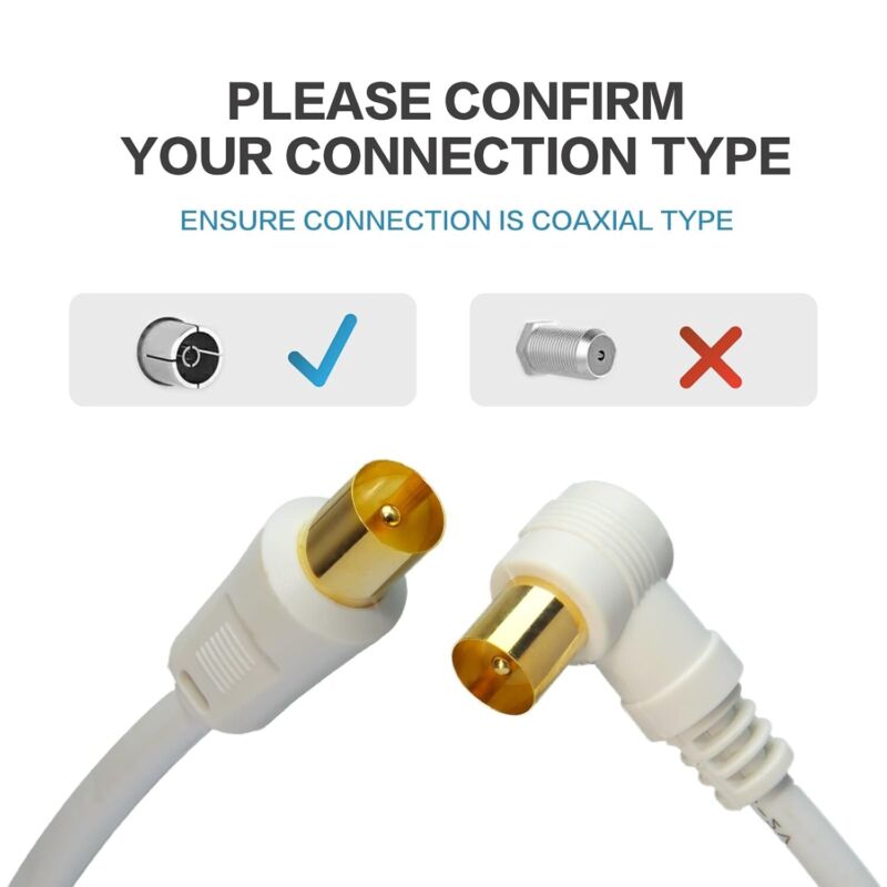 5M TV Aerial Cable Extension Satellite Male-To-Male Coaxial Connection RF
