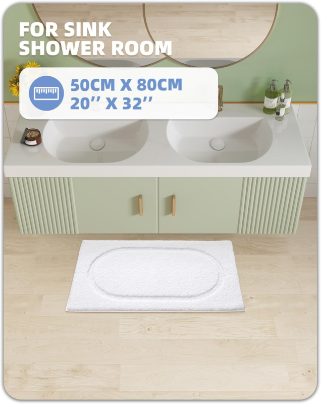 Microfiber Bath Mat Bathroom 50 X 80 Cm Non-Slip Soft Machine Washable Absorbent