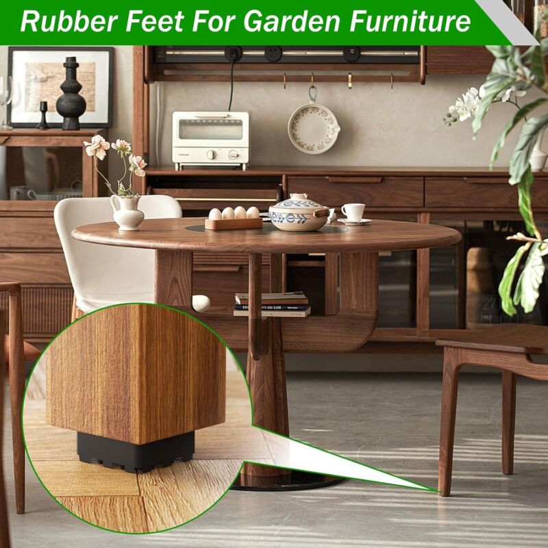 Square Rubber Furniture Floor Pads Non Slip Non Skid Feet Chair Table 22mm 12Pc
