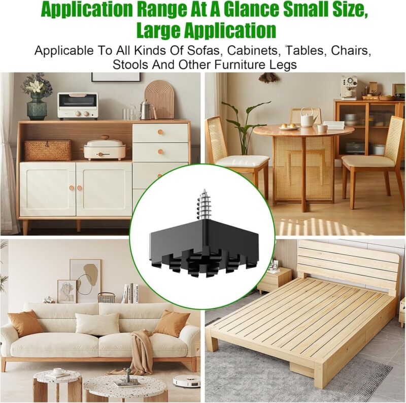 Square Rubber Furniture Floor Pads Non Slip Non Skid Feet Chair Table 22mm 12Pc