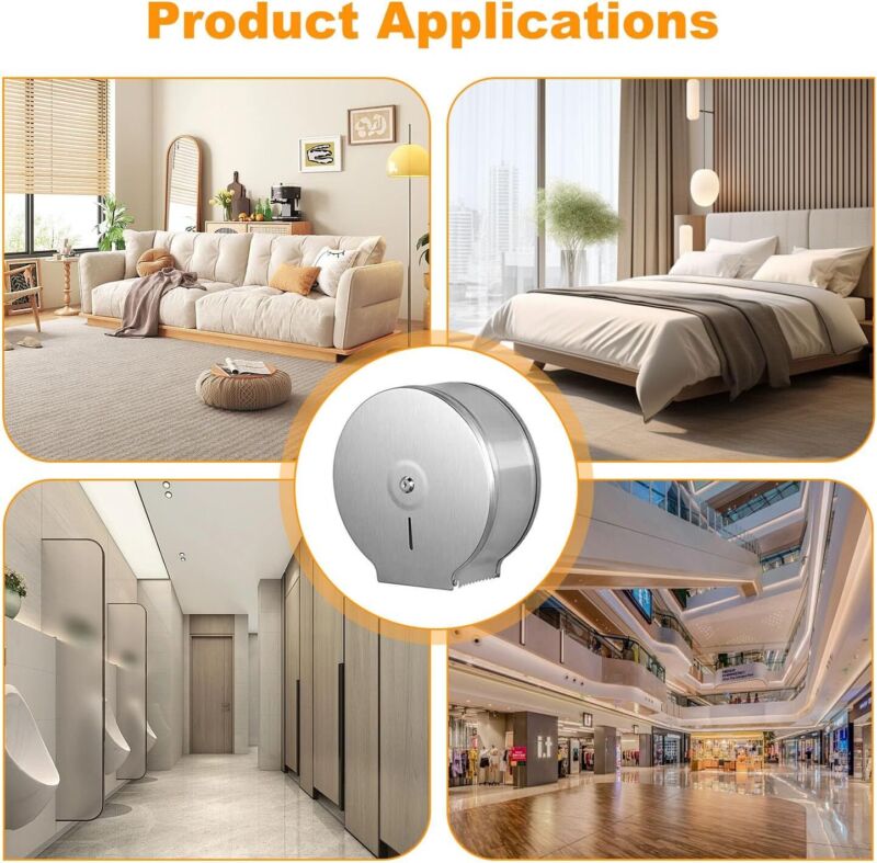 Jumbo Toilet Towel Paper Dispenser 9'' Roll 2.5 Core Stainless Steel Wall Mount