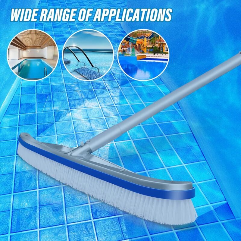Swimming Pool Cleaning Kit Adjustable Brush Set Sponge 18'' for Walls Tiles Floor