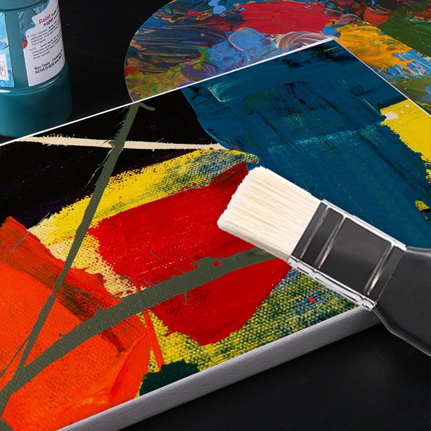 Paint Brush Flat Artist Oil Watercolour Gouache Nylon Hair Acrylic Abstract 25mm