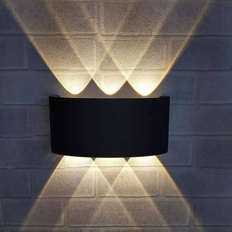 Indoor Outdoor Wall Lamp Lighting 6 LED Bulbs Warm Light 6W