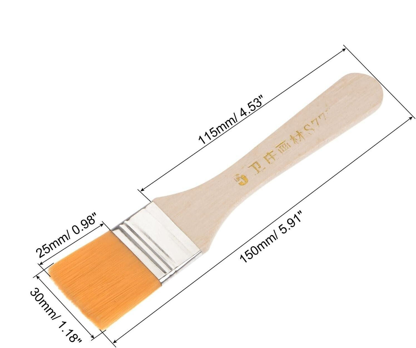 6Pc Paint Brush Soft Nylon Bristle Wood Handle Decorating Brushes DIY Painting