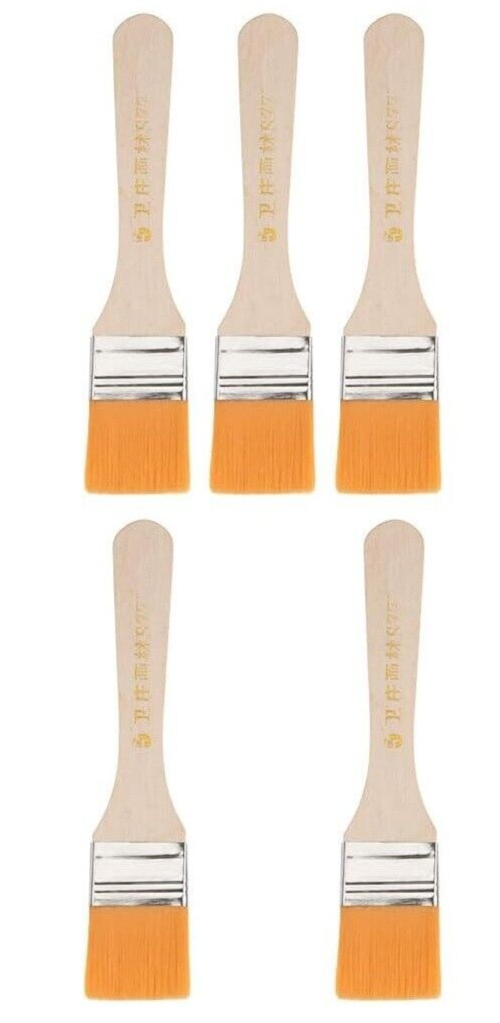 6Pc Paint Brush Soft Nylon Bristle Wood Handle Decorating Brushes DIY Painting