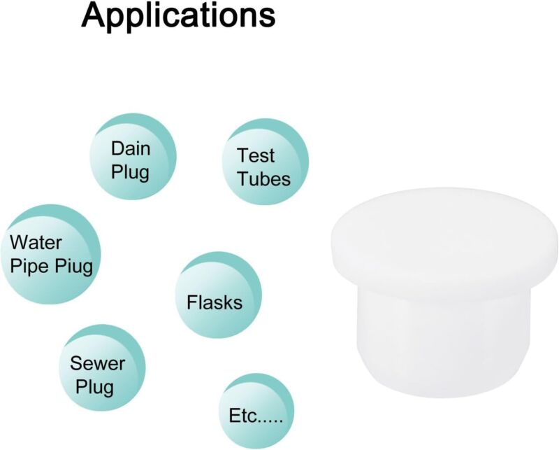 Silicone Rubber Plug Soft Flexible Stopper 13-14Mm Hole White 16 Pieces