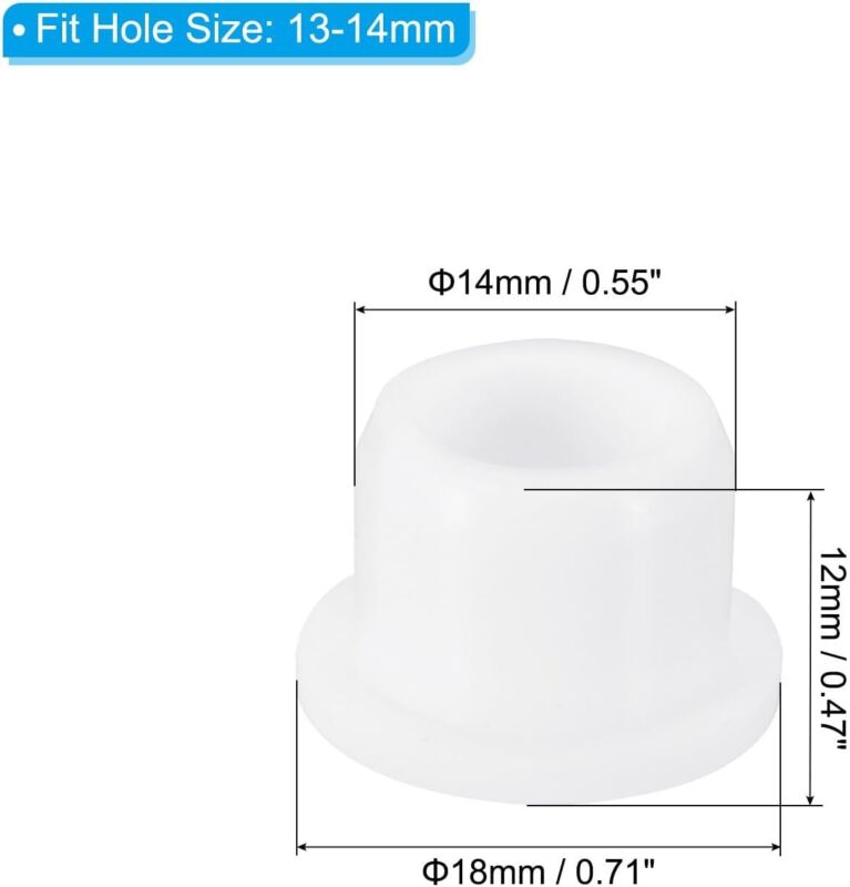 Silicone Rubber Plug Soft Flexible Stopper 13-14Mm Hole White 16 Pieces