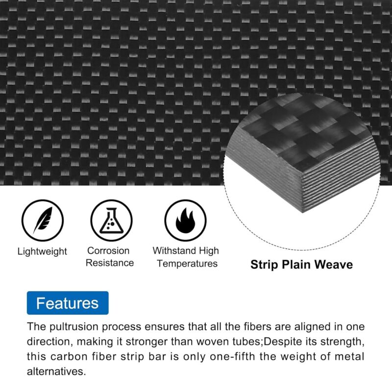 Carbon Fiber Sheet 100X250X5Mm Glossy Surface Pultruded Board Plate Plain