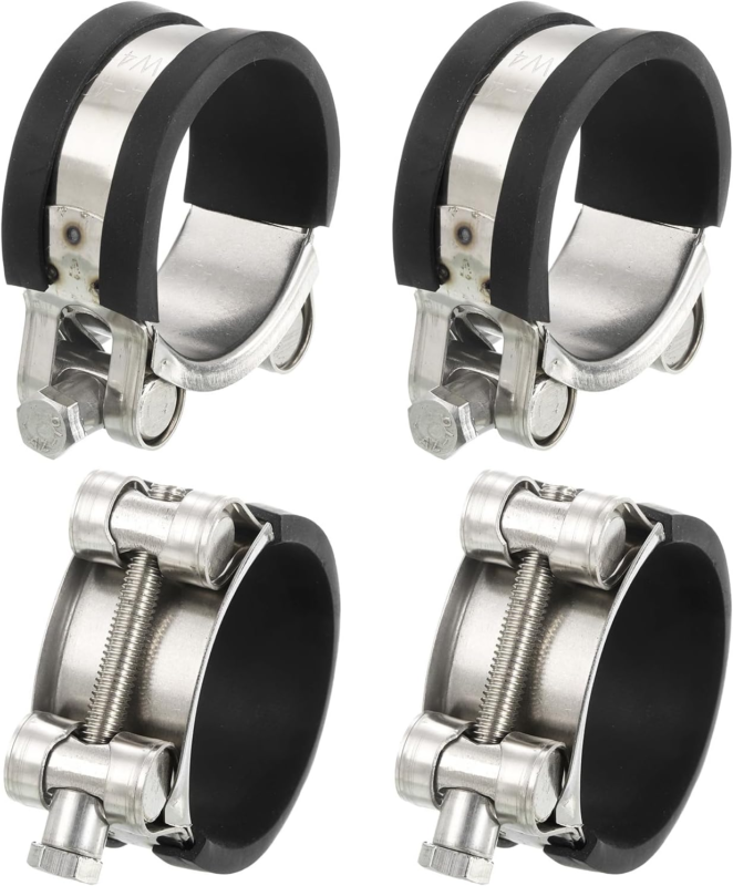 4Pcs T-Bolt Hose Clamp Working Range 44-47Mm Rubber Cushioned Intake Intercooler