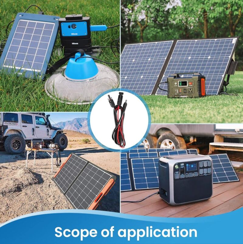 Solar Panel Connector to DC 8mm Adapter 16AWG Extension Cable with DC