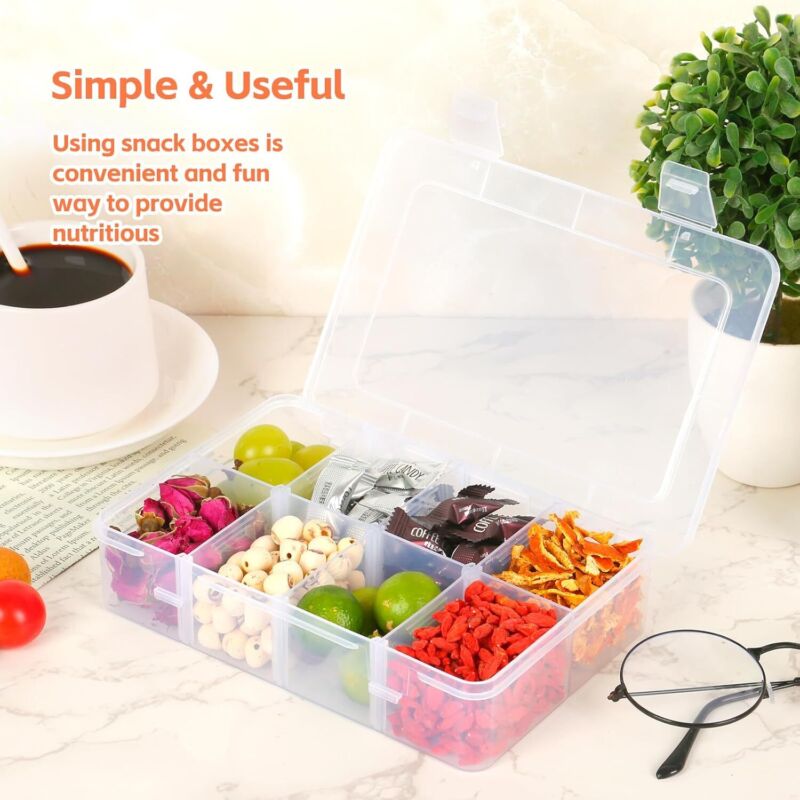 Snack Food Box Container 8 Compartments Reusable Meal Prep Lunch 2 Pcs